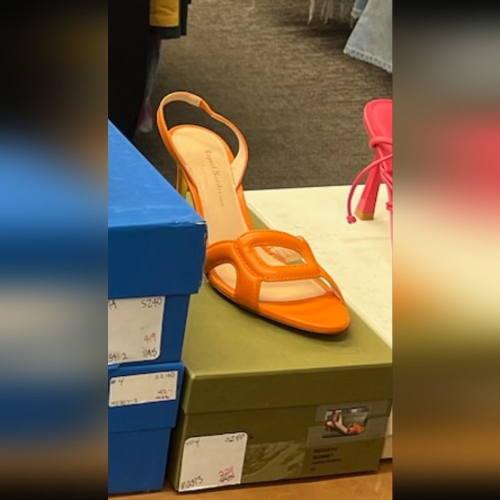 Sz 40 NIB $745 Rupert Sanderson heels in orange